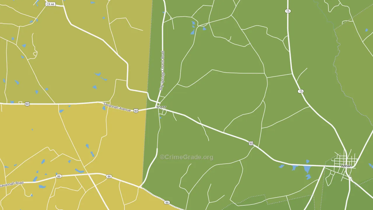 Scott, GA Map of Murder Rates
