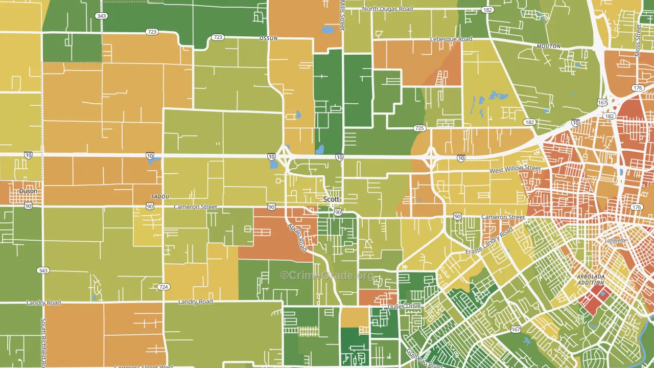 Scott, LA Map of Murder Rates