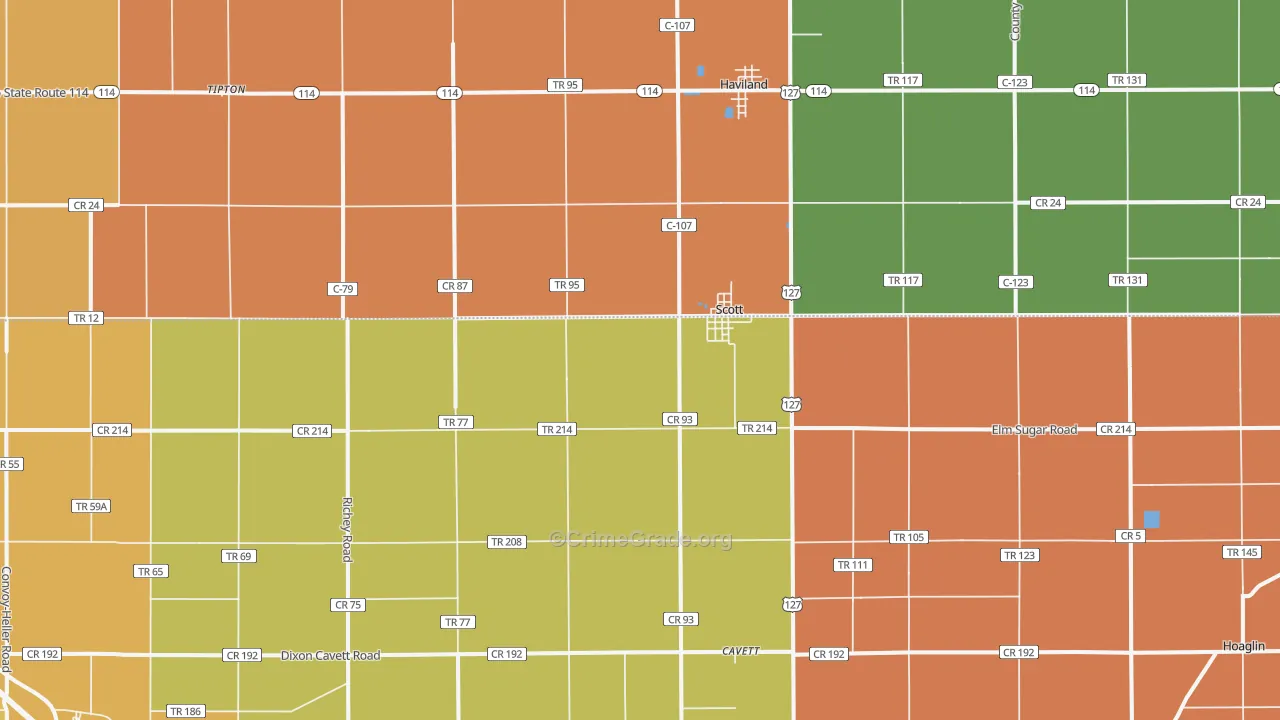Scott, OH Map of Murder Rates