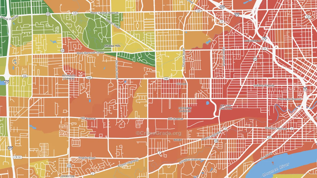 Scott Park, Toledo, OH Map of Murder Rates