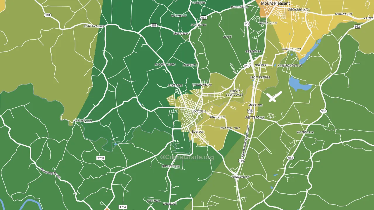 Scottdale, PA Map of Murder Rates