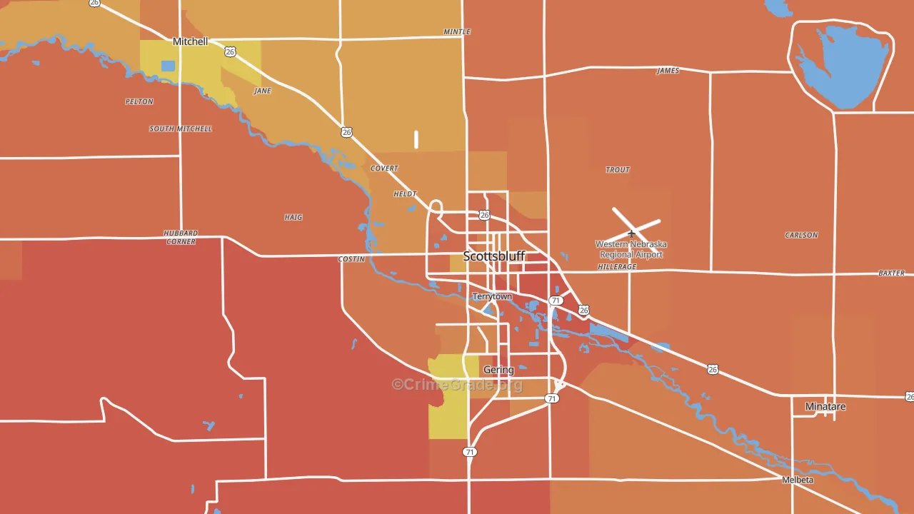 Scotts Bluff County, NE Map of Murder Rates