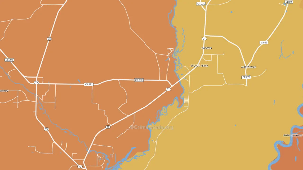Scotts Ferry, FL Map of Murder Rates