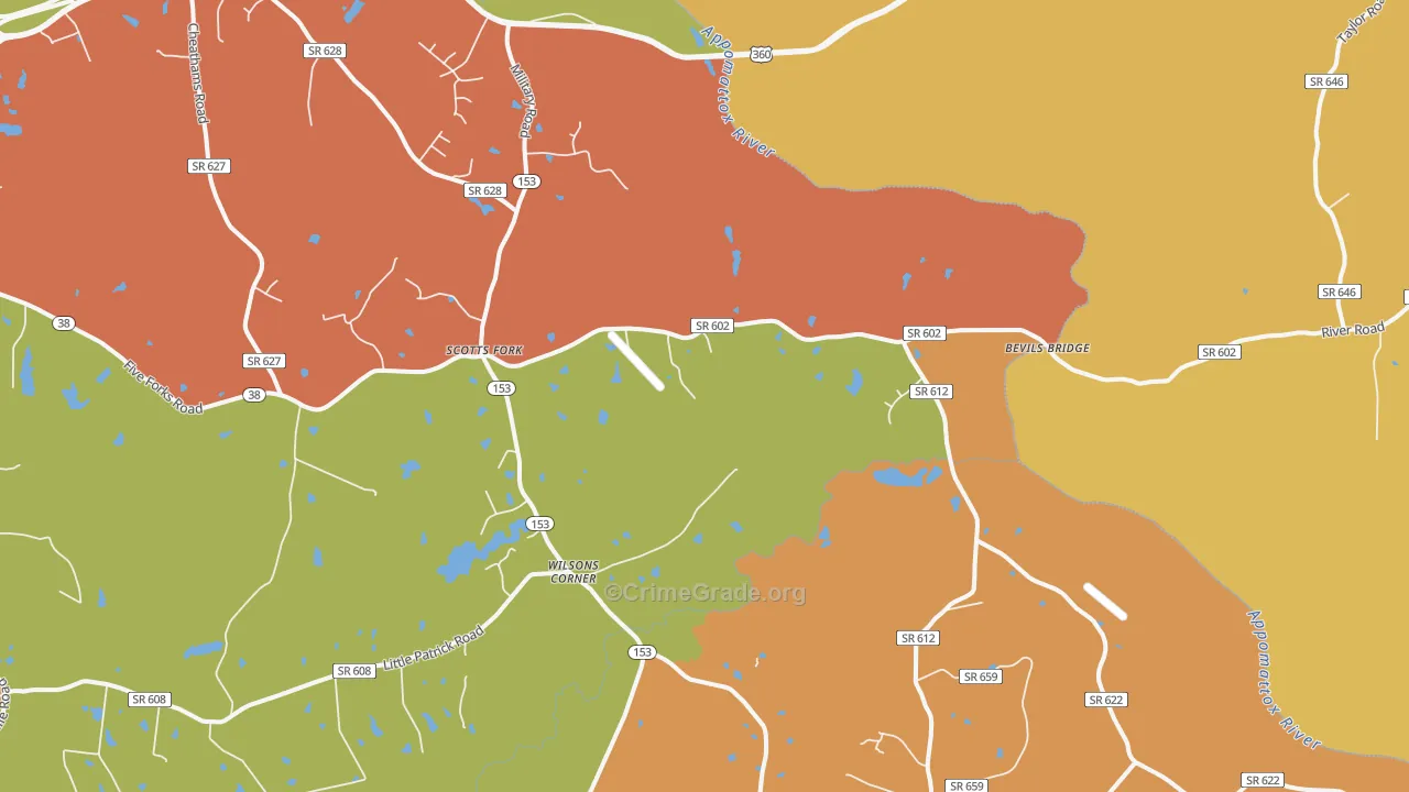 Scotts Fork, VA Map of Murder Rates