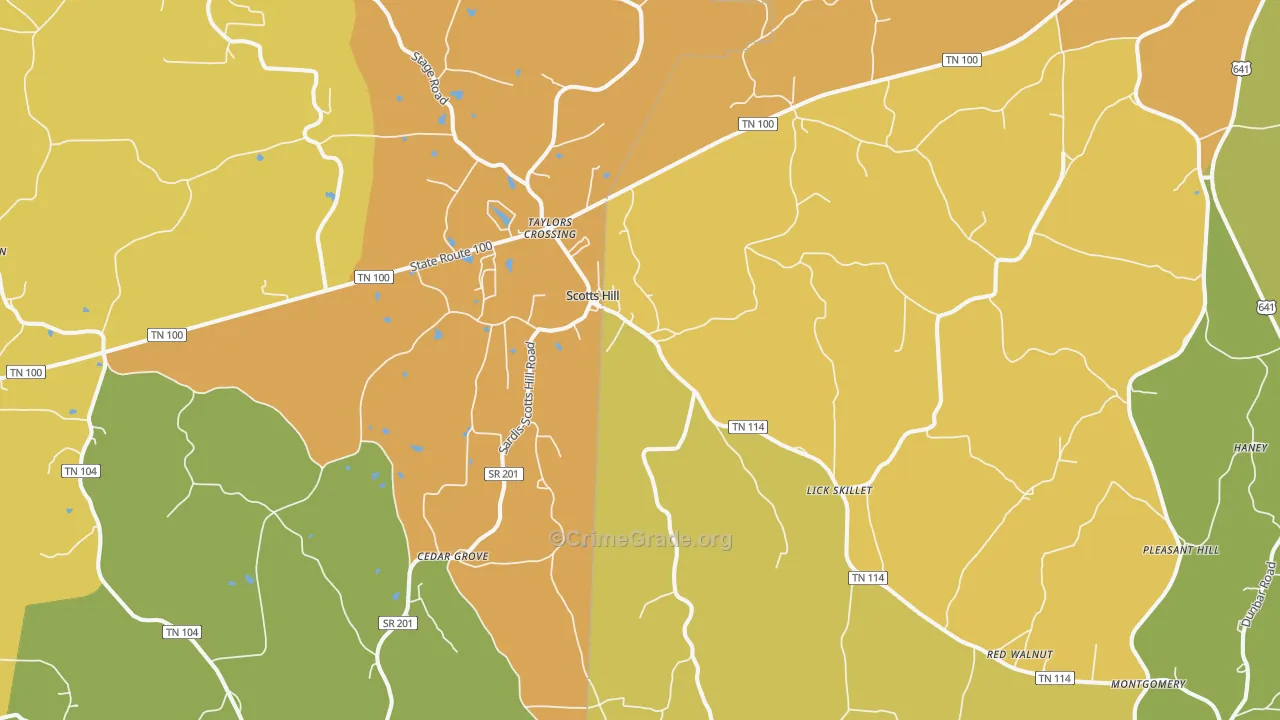Scotts Hill, TN Map of Murder Rates