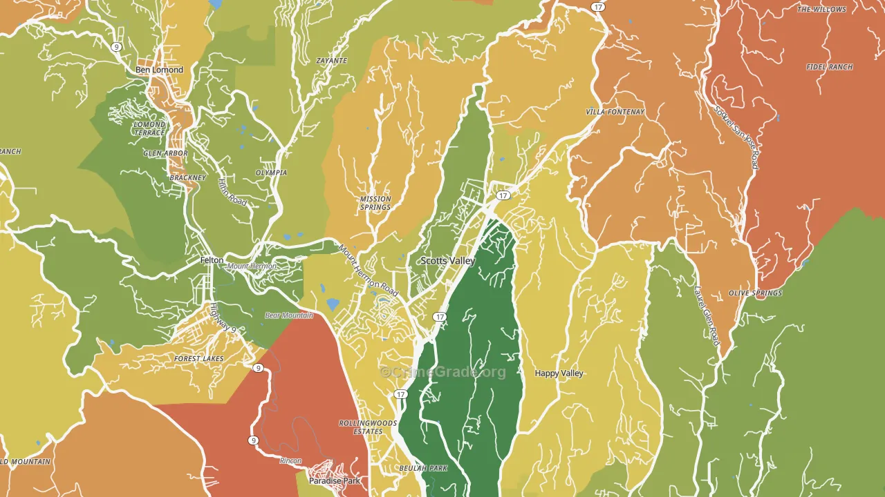 Scotts Valley, CA Map of Murder Rates