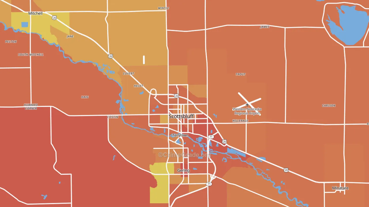 Scottsbluff, NE Map of Murder Rates