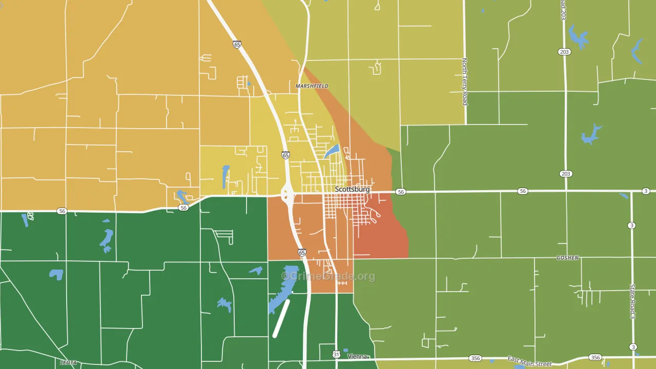Scottsburg, IN Map of Murder Rates