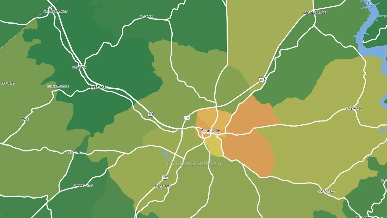 Scottsville, KY Map of Murder Rates