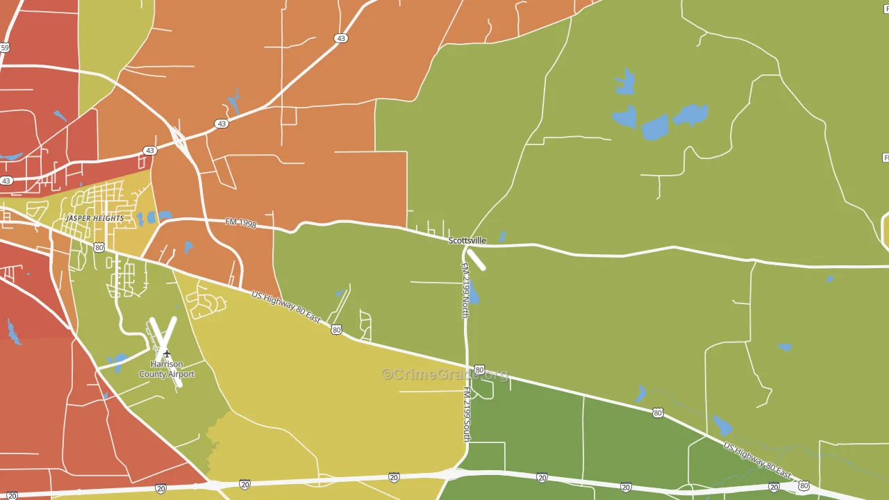 Scottsville, TX Map of Murder Rates
