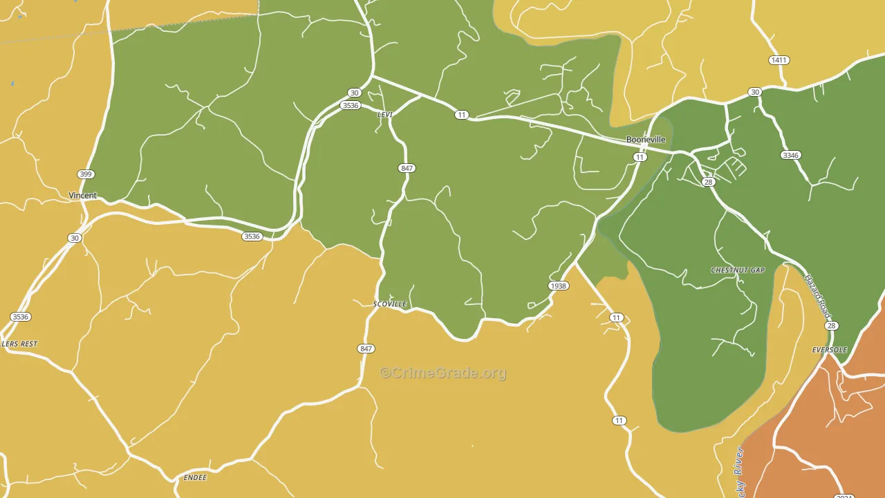 Scoville, KY Map of Murder Rates