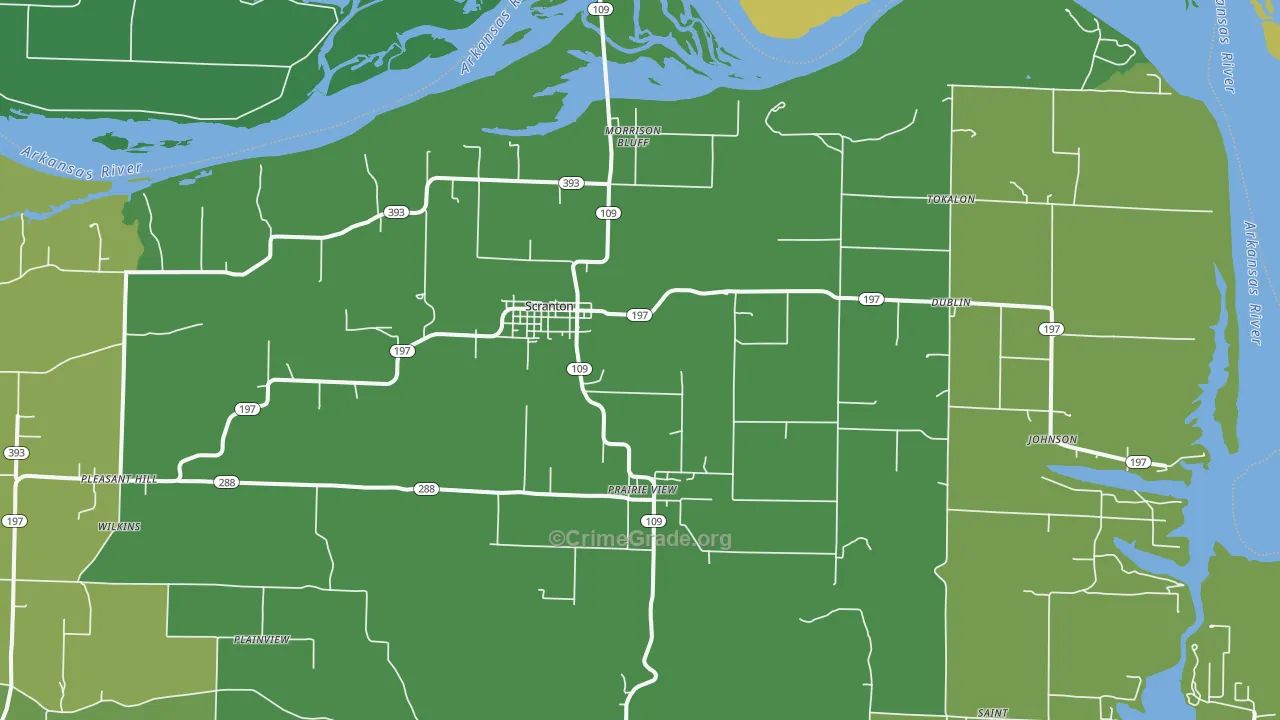 Scranton, AR Map of Murder Rates