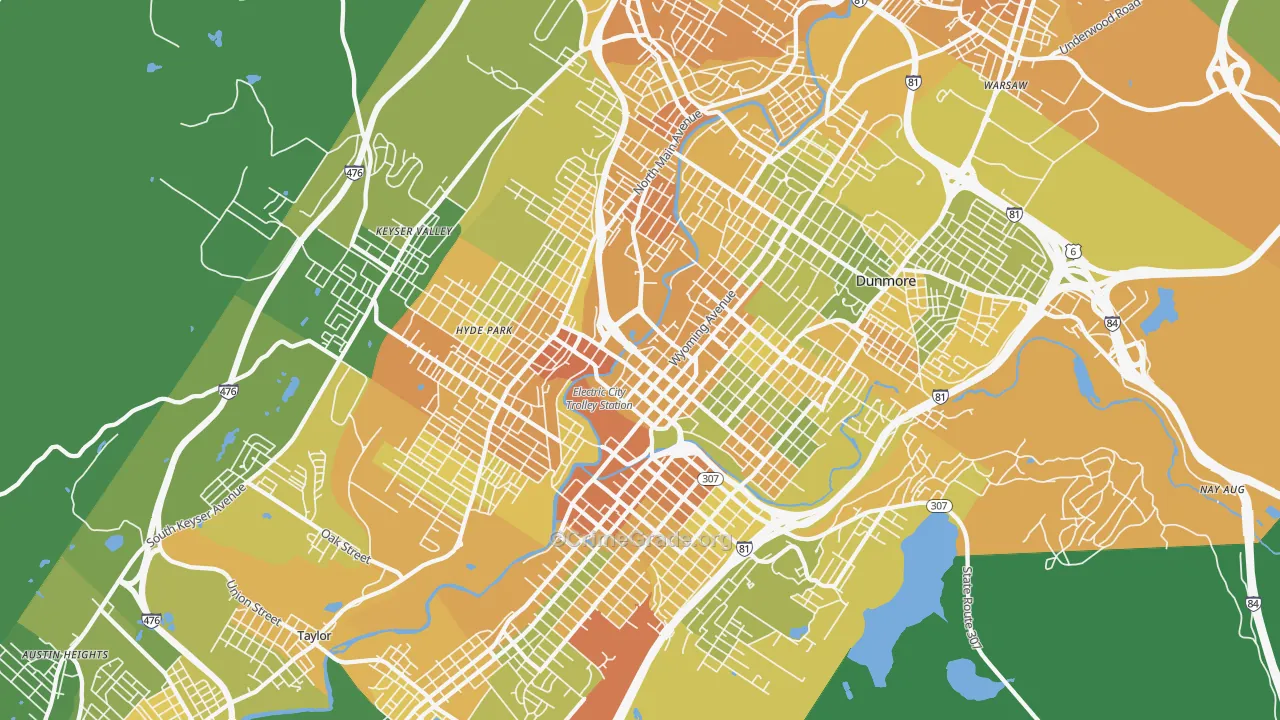 Scranton, PA Map of Murder Rates
