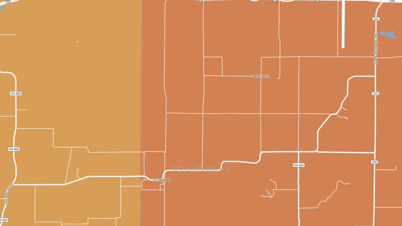 Scranton, TX Map of Murder Rates