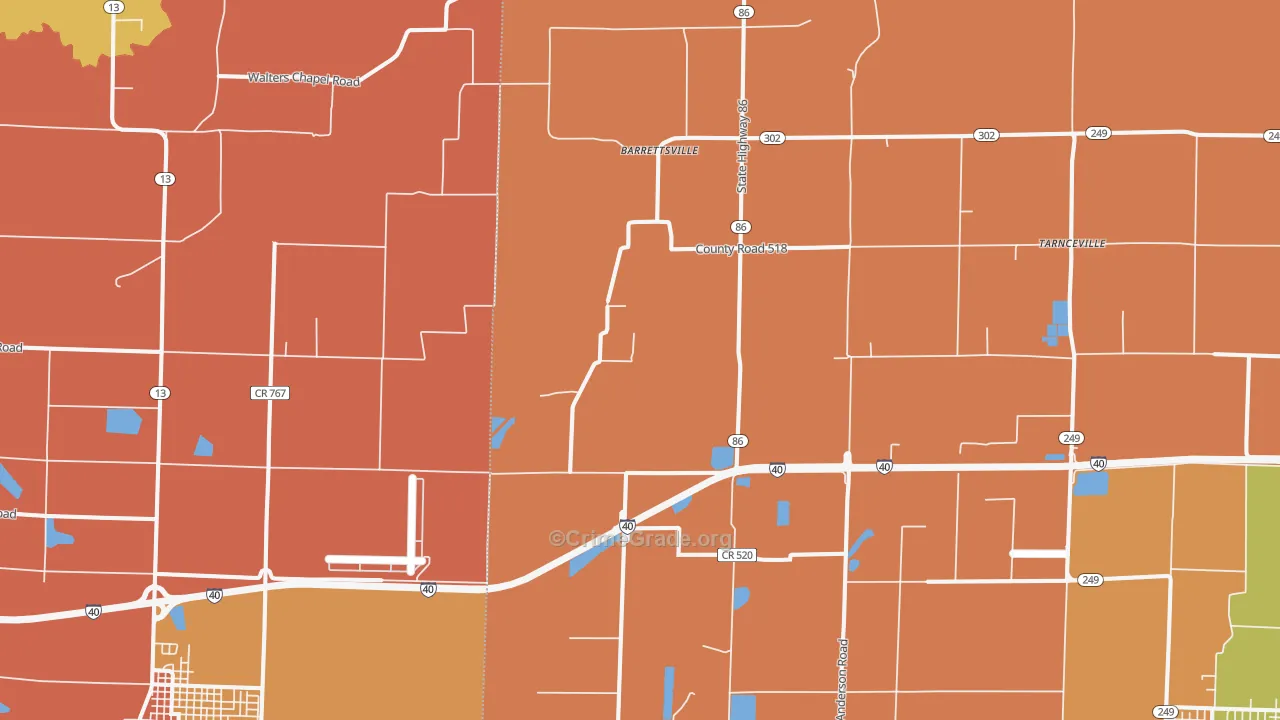 Screeton, AR Map of Murder Rates