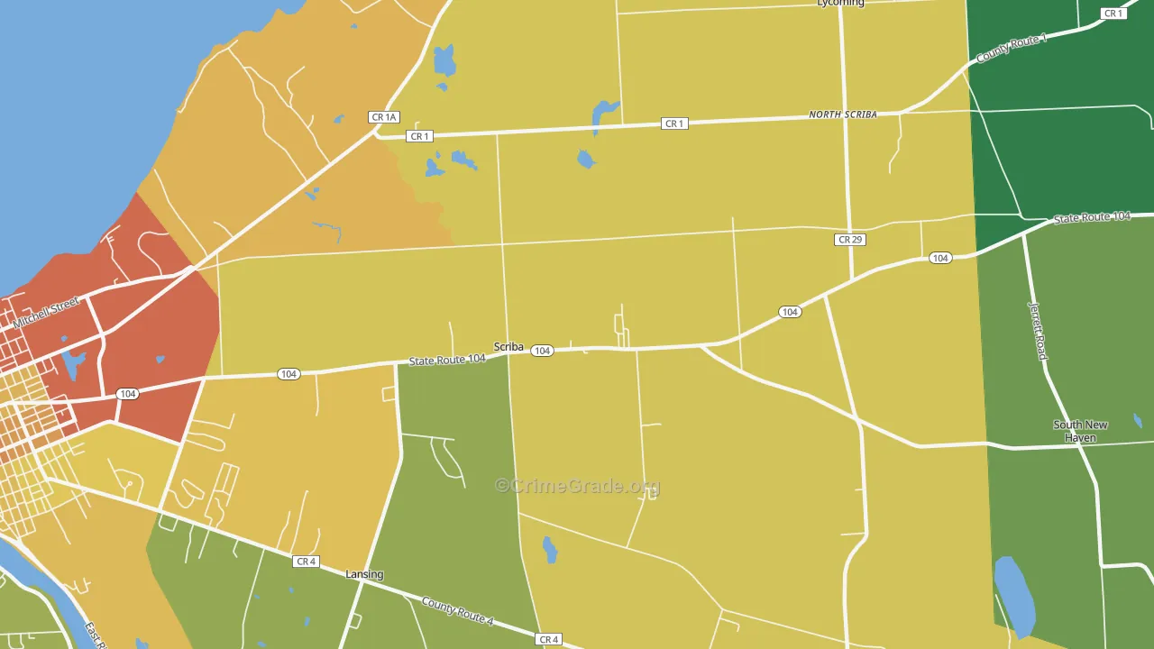 Scriba Center, NY Map of Murder Rates