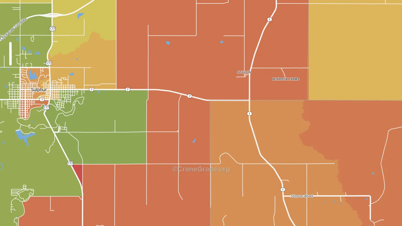 Scullin, OK Map of Murder Rates