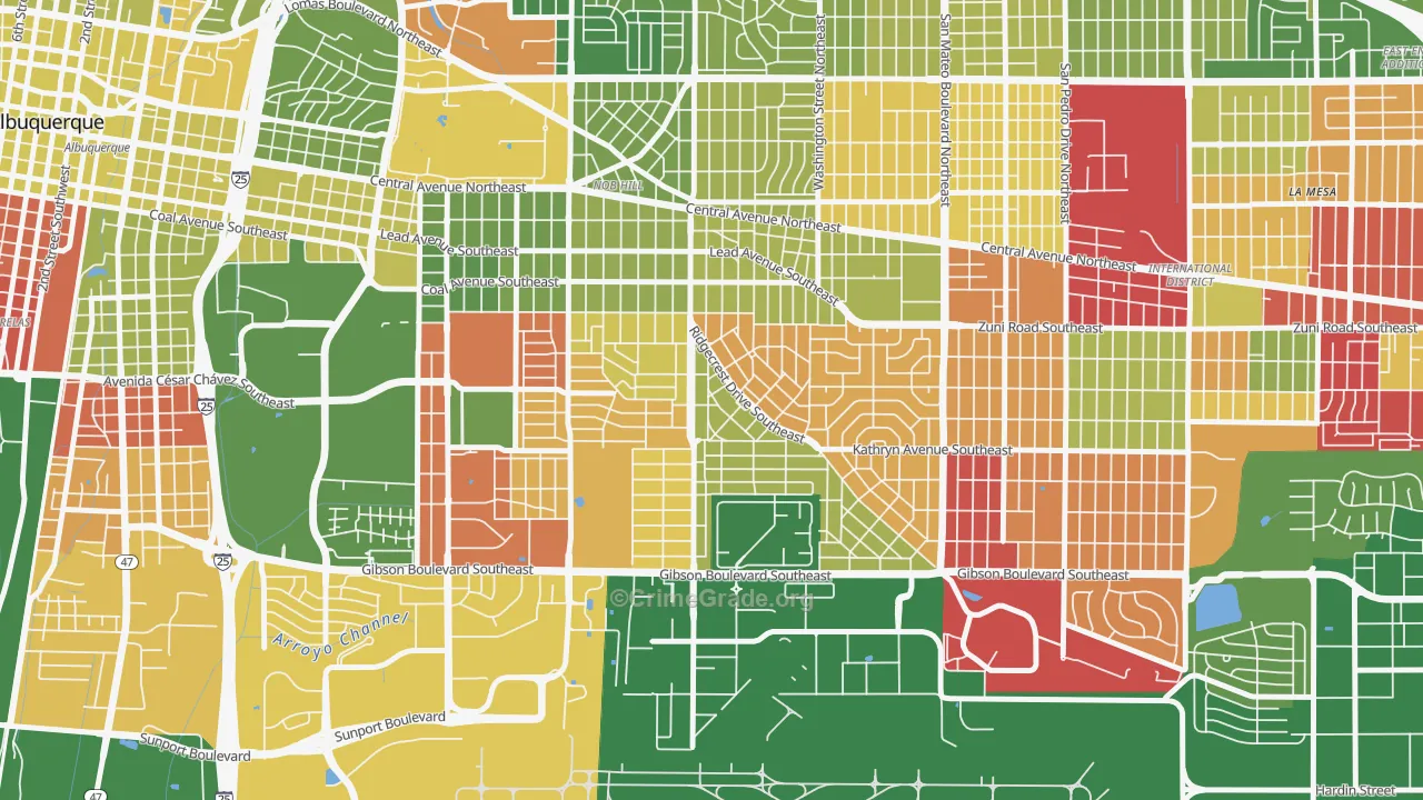Se Heights, Albuquerque, NM Map of Murder Rates