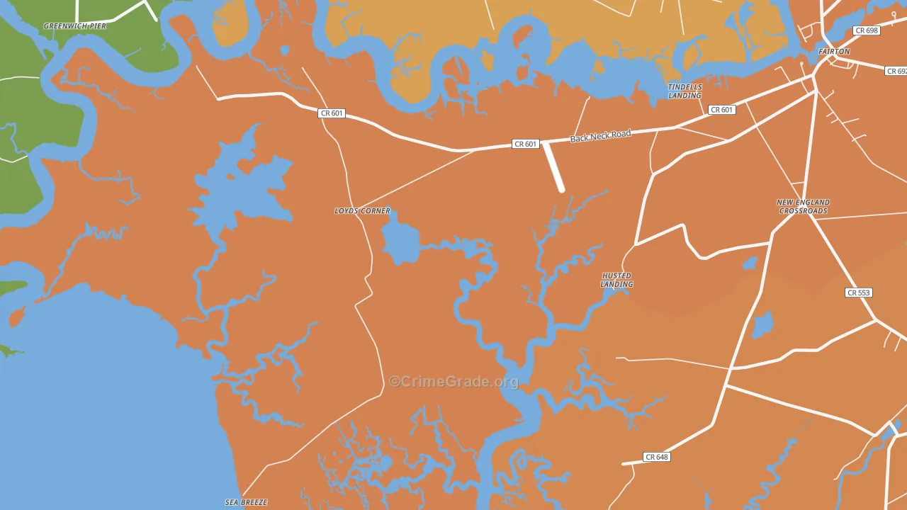 Sea Breeze, NJ Map of Murder Rates