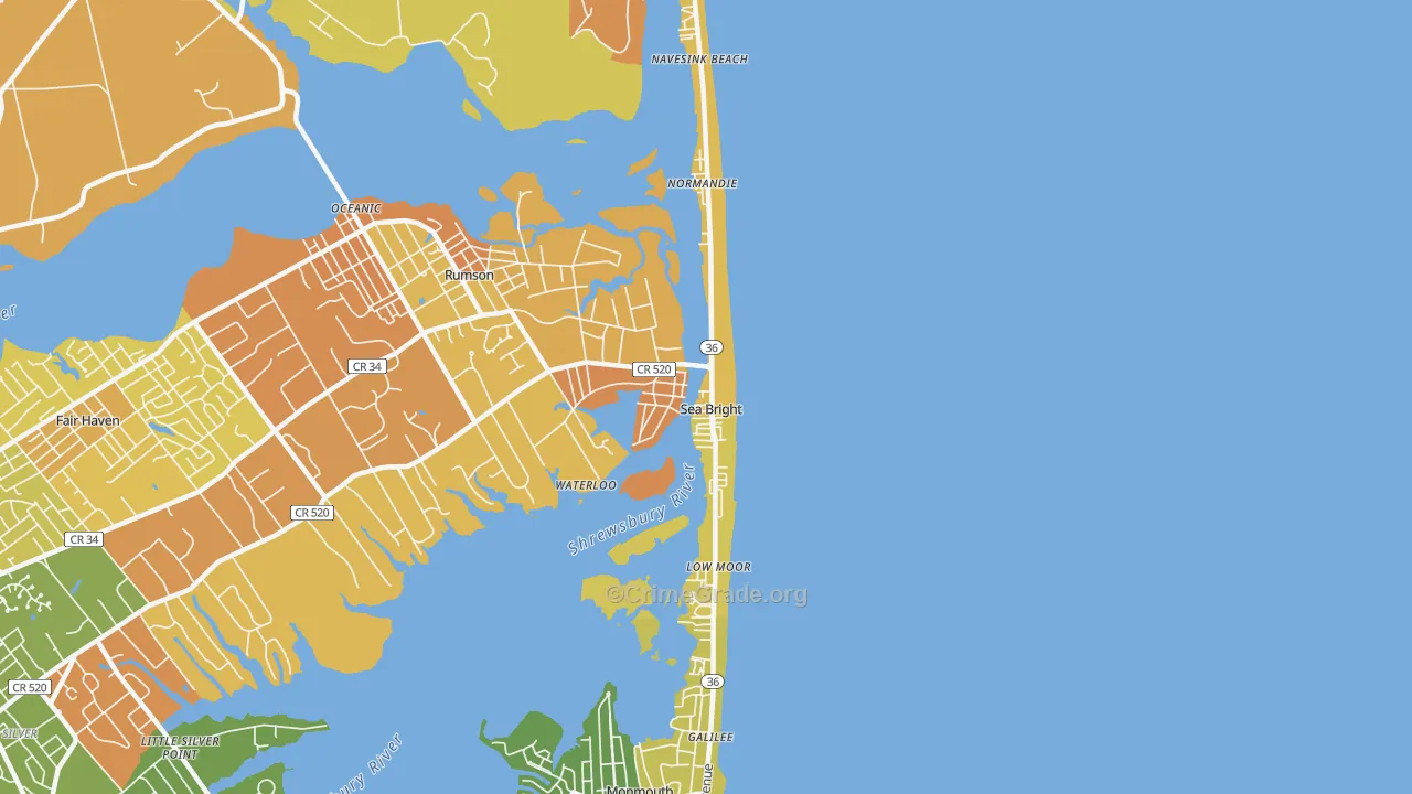Sea Bright, NJ Map of Murder Rates