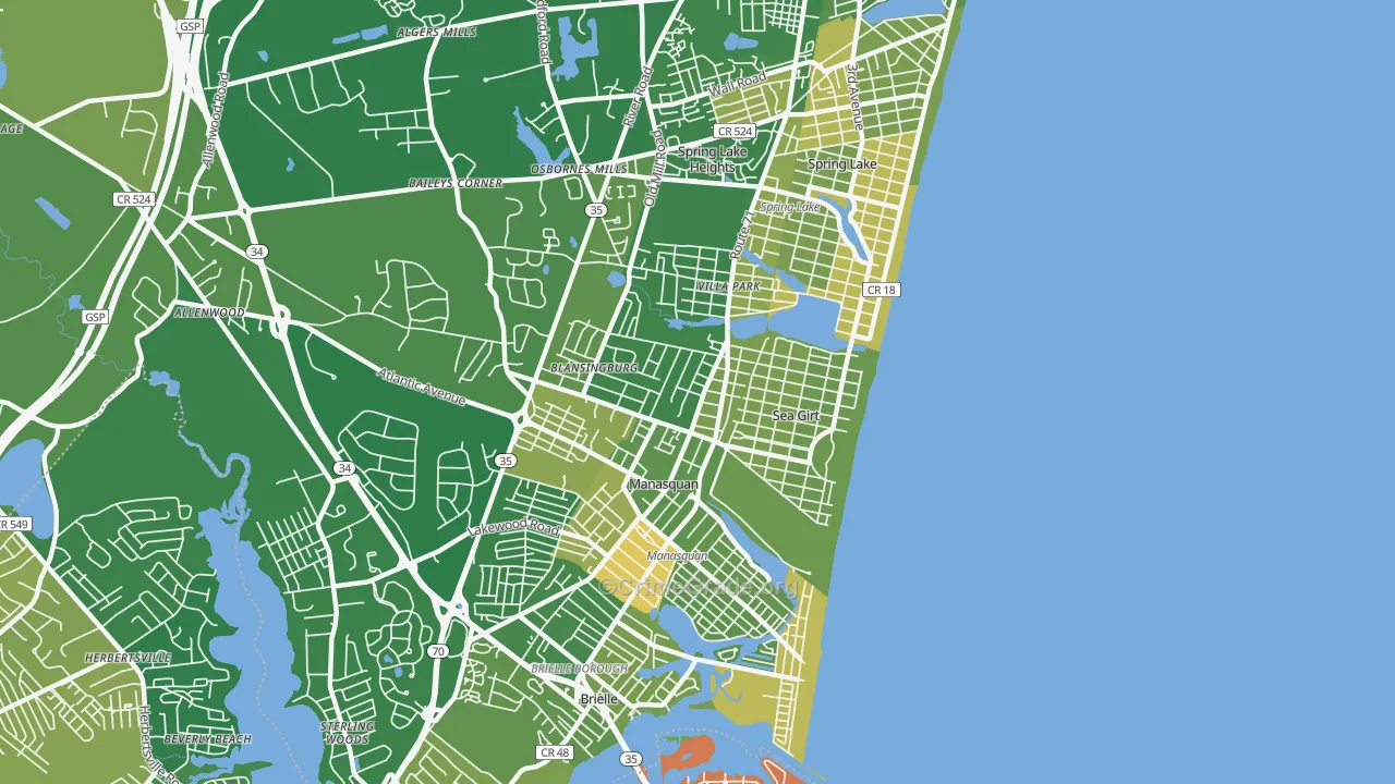 Sea Girt, NJ Map of Murder Rates