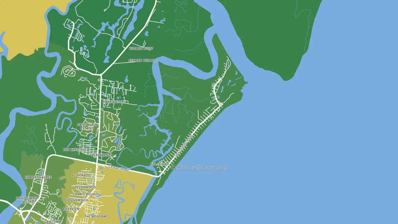 Sea Island, GA Map of Murder Rates