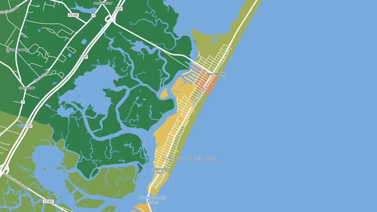 Sea Isle City, NJ Map of Murder Rates