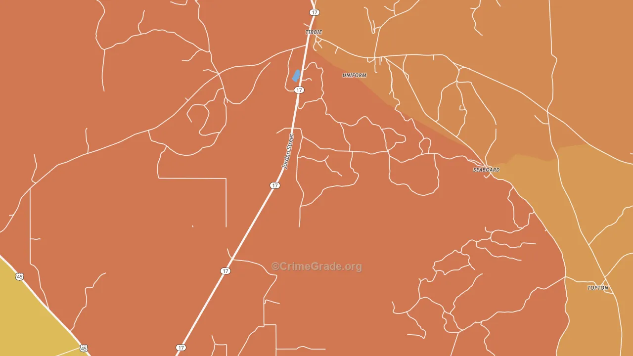 Seaboard, AL Map of Murder Rates