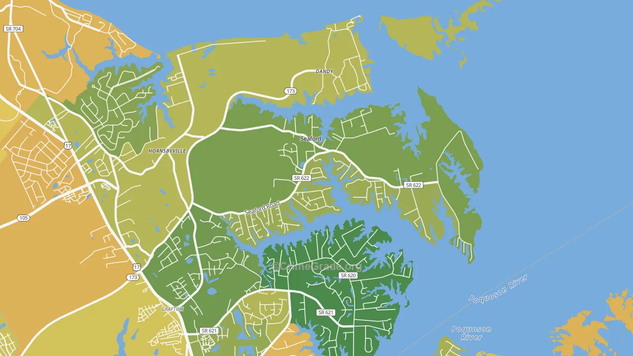 Seaford, VA Map of Murder Rates