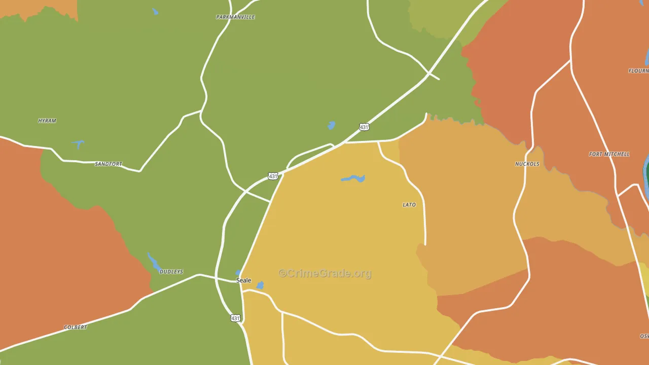 Seale, AL Map of Murder Rates