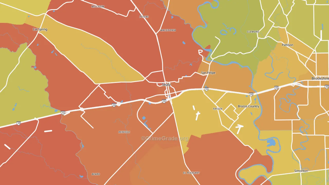 Sealy, TX Map of Murder Rates