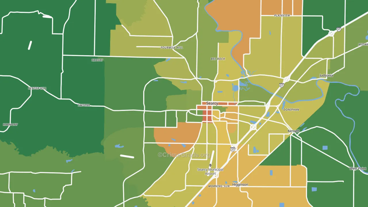 Searcy, AR Map of Murder Rates