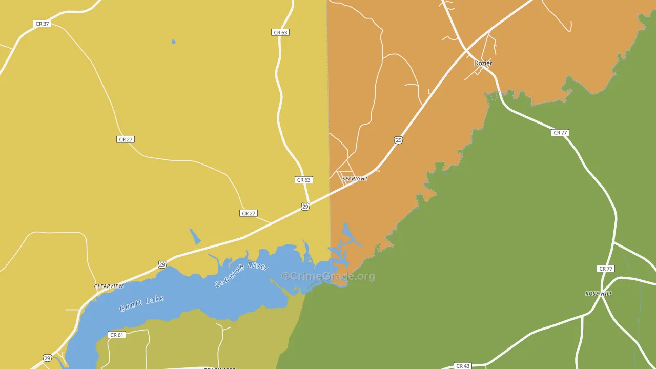 Searight, AL Map of Murder Rates
