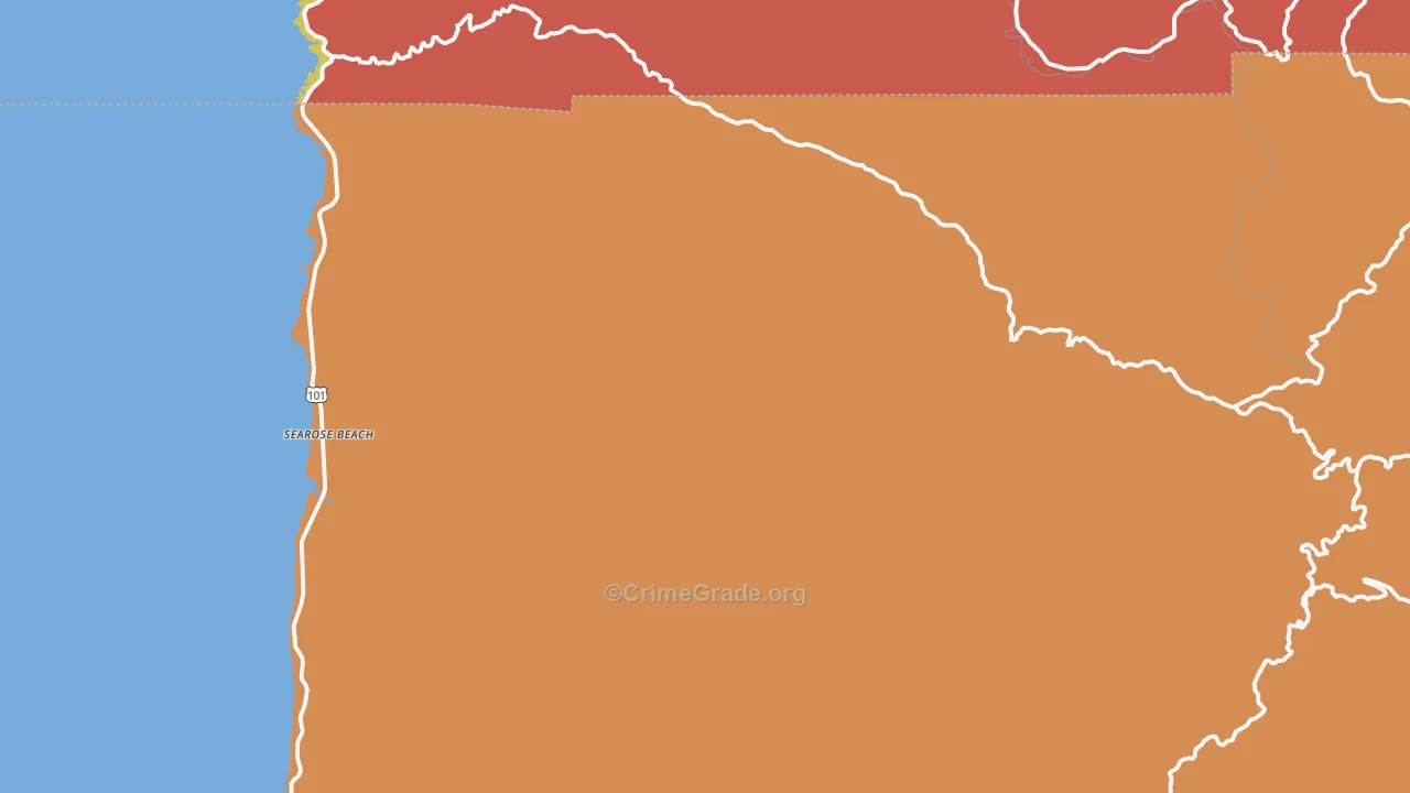 Searose Beach, OR Map of Murder Rates