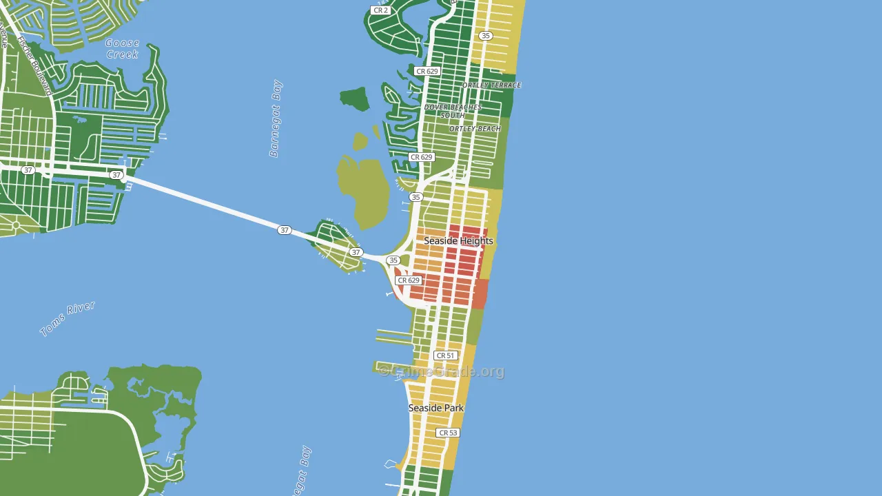 Seaside Heights, NJ Map of Murder Rates