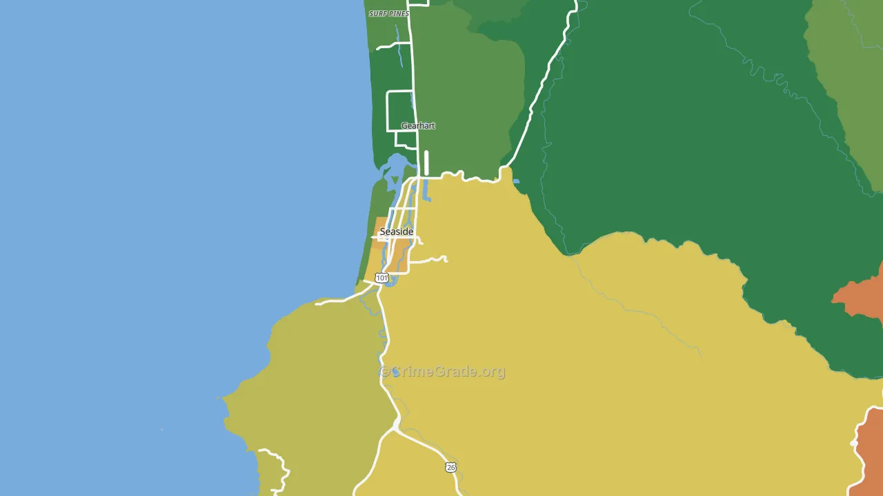 Seaside, OR Map of Murder Rates