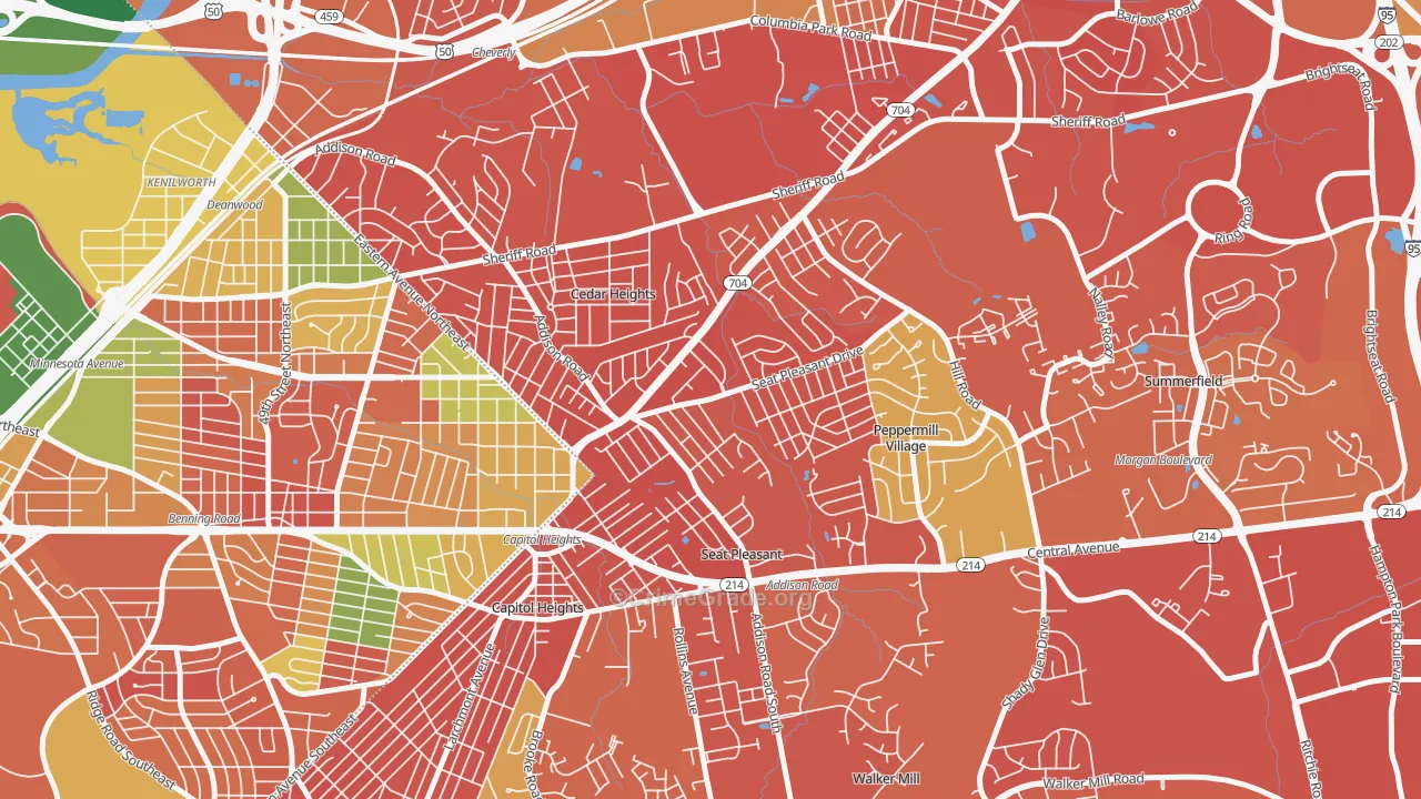 Seat Pleasant, MD Map of Murder Rates