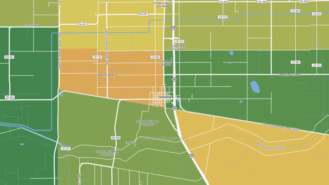 Sebastian, TX Map of Murder Rates