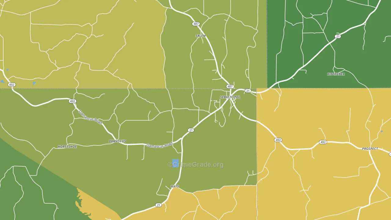 Sebastopol, MS Map of Murder Rates