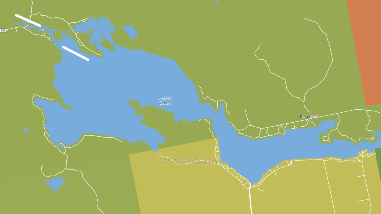 Sebec Lake, ME Map of Murder Rates
