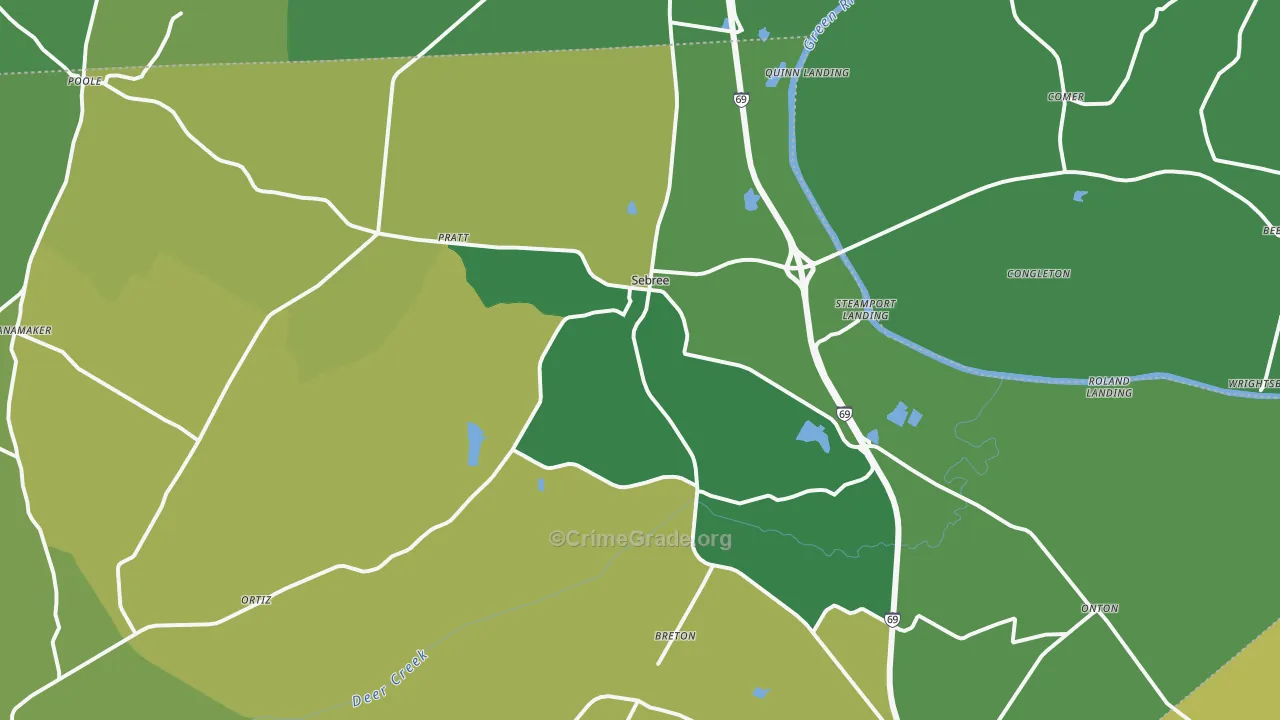 Sebree, KY Map of Murder Rates