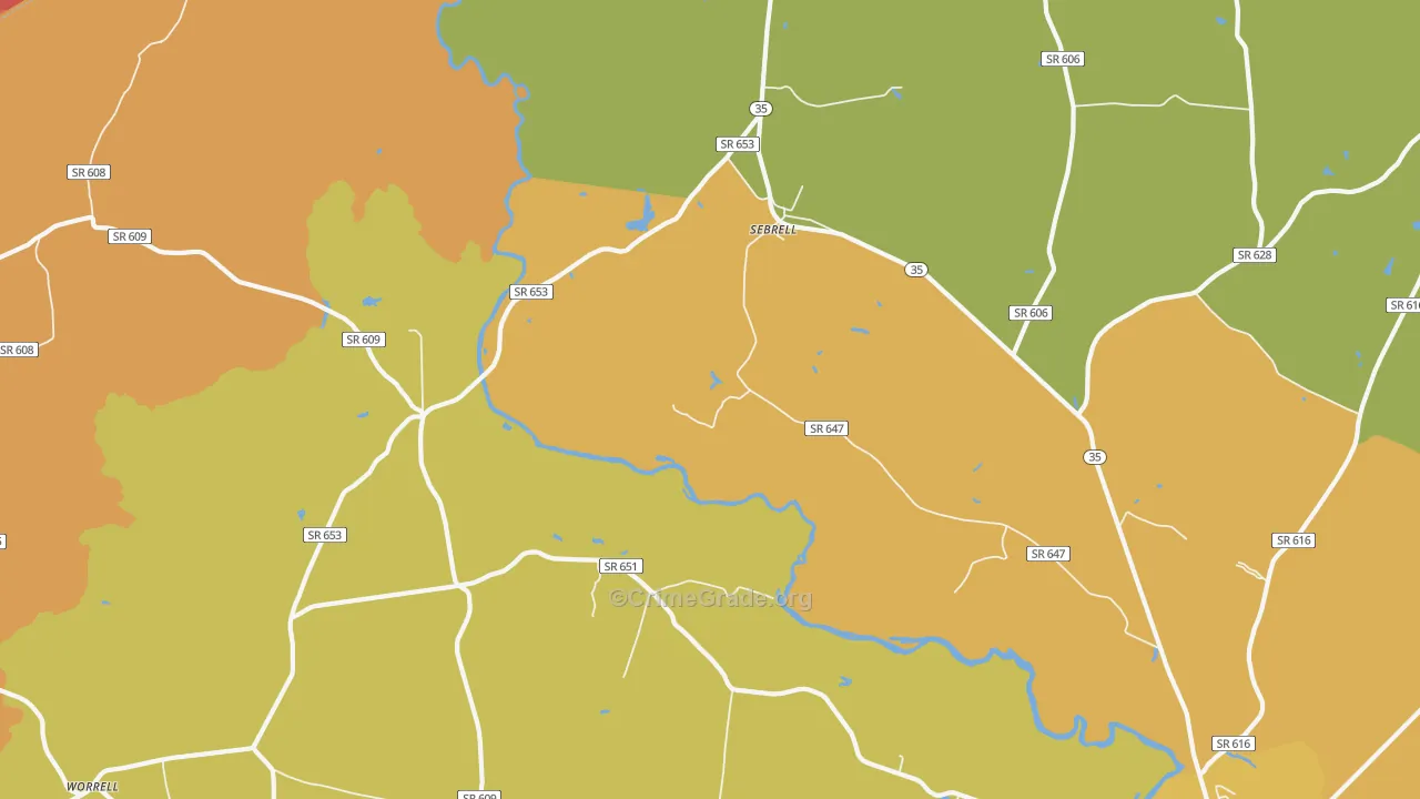Sebrell, VA Map of Murder Rates