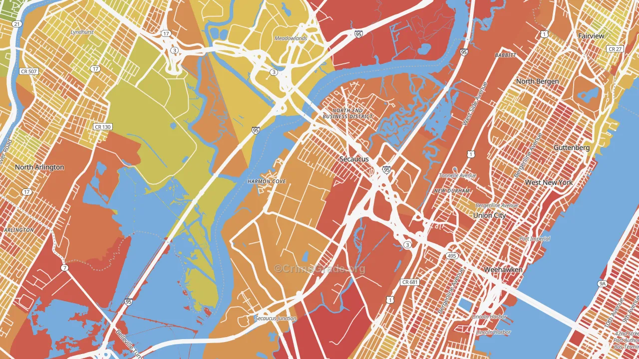 Secaucus, NJ Map of Murder Rates