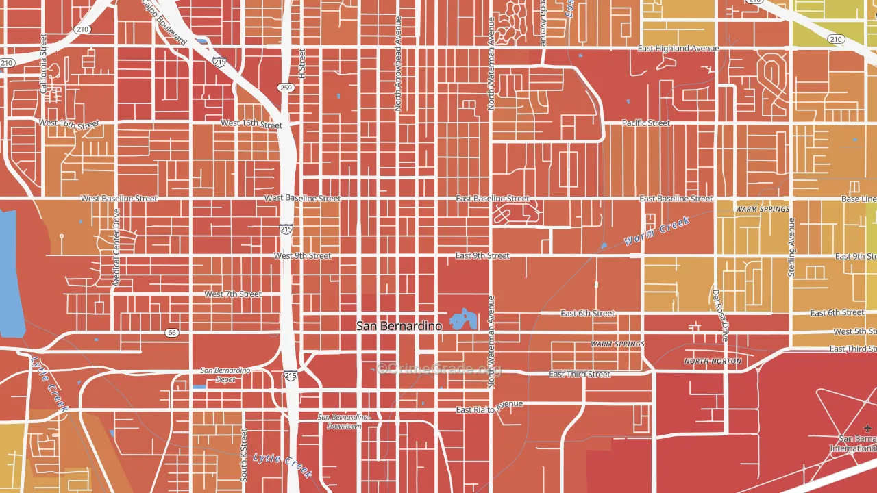 Seccombe Lane, San Bernardino, CA Map of Murder Rates