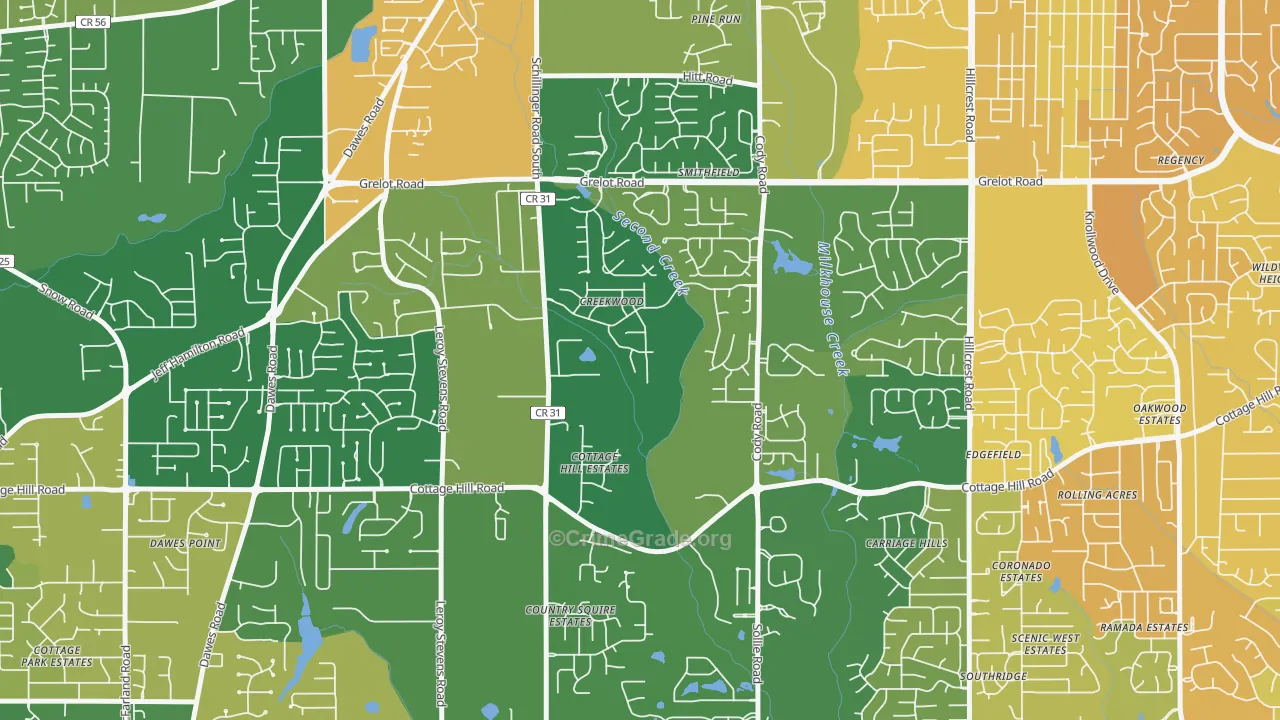 Second Creek, Mobile, AL Map of Murder Rates