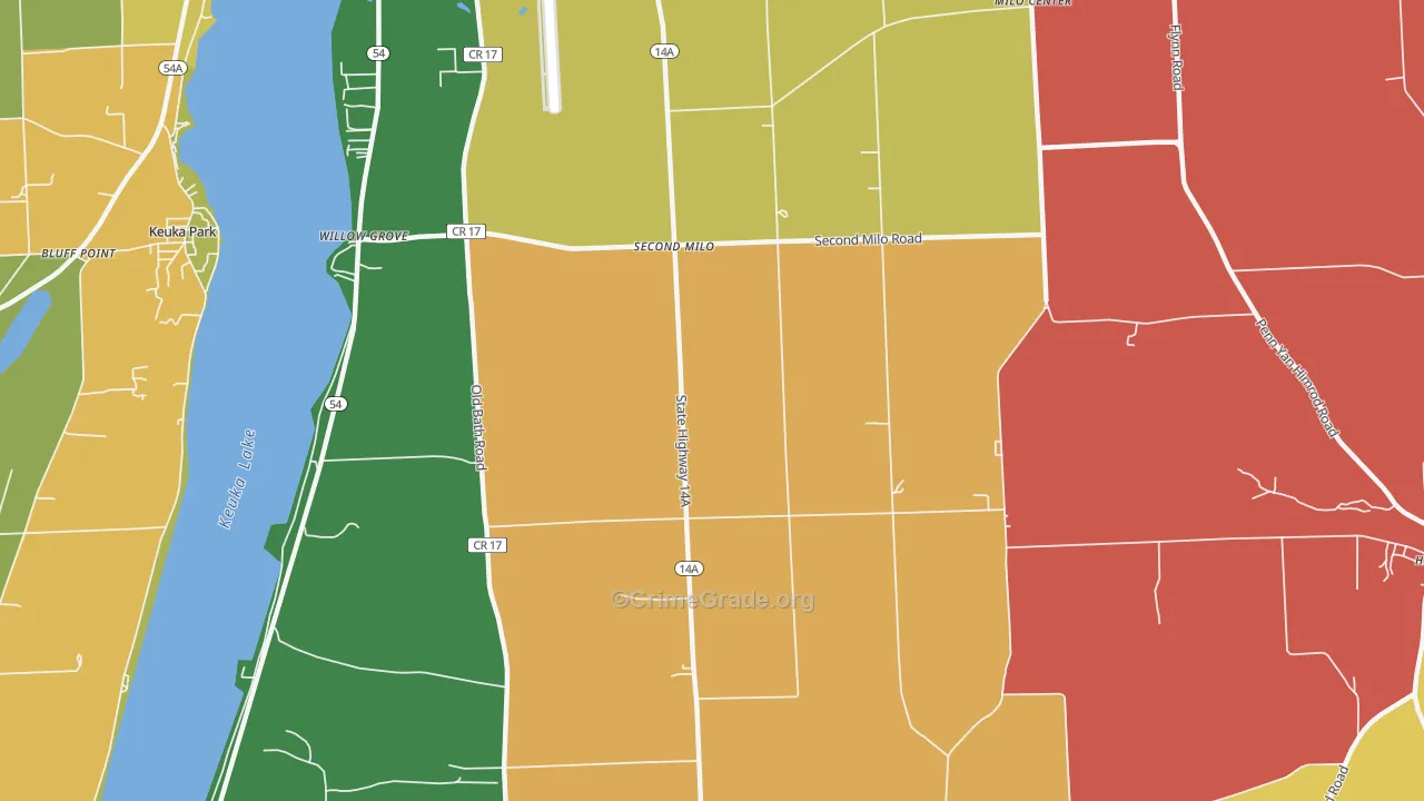 Second Milo, NY Map of Murder Rates