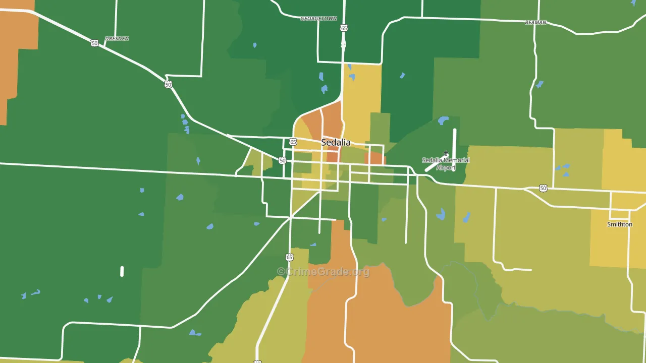 Sedalia, MO Map of Murder Rates