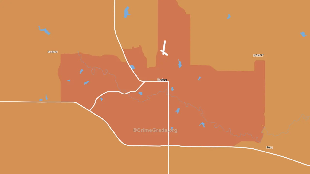 Sedan, KS Map of Murder Rates
