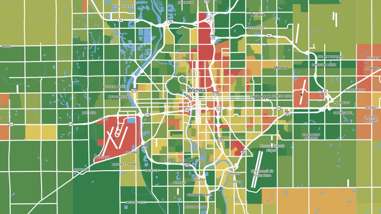 Sedgwick County, KS Map of Murder Rates