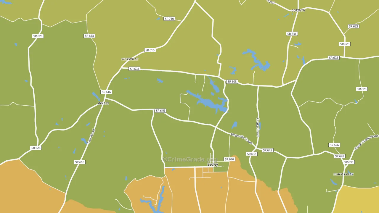 Sedley, VA Map of Murder Rates